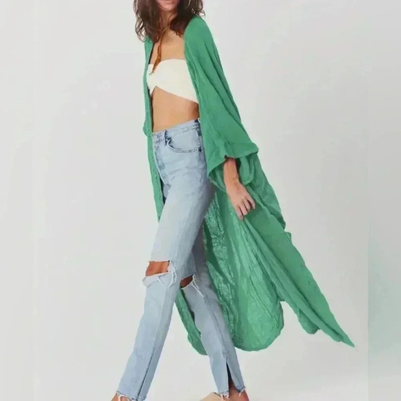 NWT Long Green Open Kimono OSFM - Picture 3 of 5